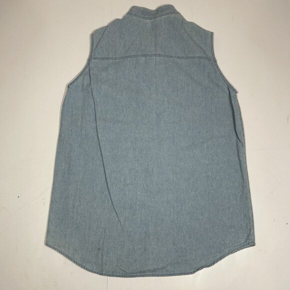 Vtg Country Legends Sleeveless Women Denim Shirt Beaded Embroidered Western Sz S - Picture 6 of 9